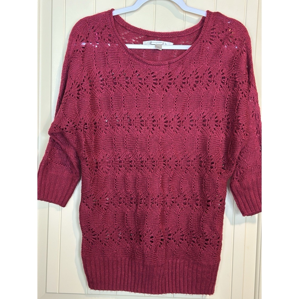 LC Lauren Conrad Open Knit red acrylic sweater sz S